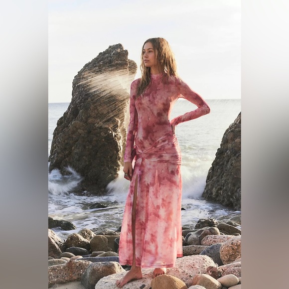 Bardot Dresses & Skirts - NWT Bardot Lea Tie Dye Mesh Long Sleeve Dress Extra Small